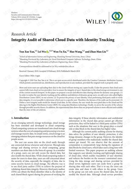 Integrity Audit of Shared Cloud Data with Identity Tracking