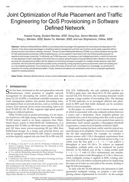 Joint Optimization of Rule Placement and Traffic Engineering for QoS Provisioning in Software Defined Network