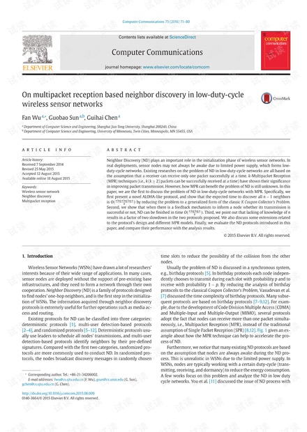 On multipacket reception based neighbor discovery in low-duty-cycle wireless sensor networks