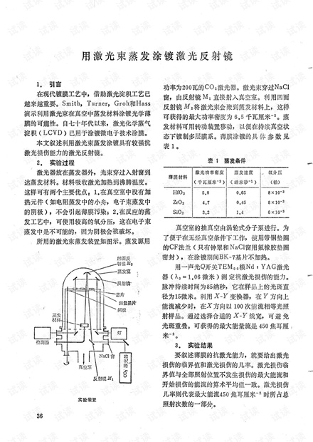 用激光束蒸发涂镀激光反射镜