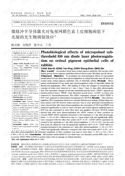 微脉冲半导体激光对兔视网膜色素上皮细胞阈值下光凝的光生物调制效应