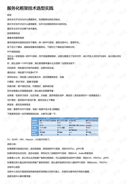 服务化框架技术选型实践