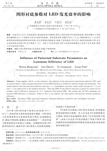 图形衬底参数对LED发光效率的影响
