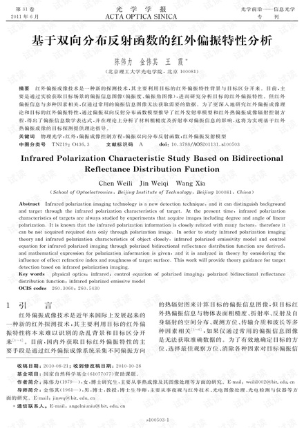 基于双向分布反射函数的红外偏振特性分析