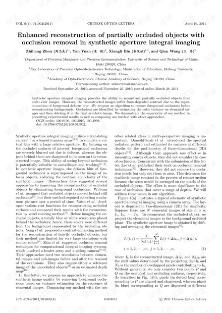 Enhanced reconstruction of partially occluded objects with occlusion removal in synthetic aperture integral imaging
