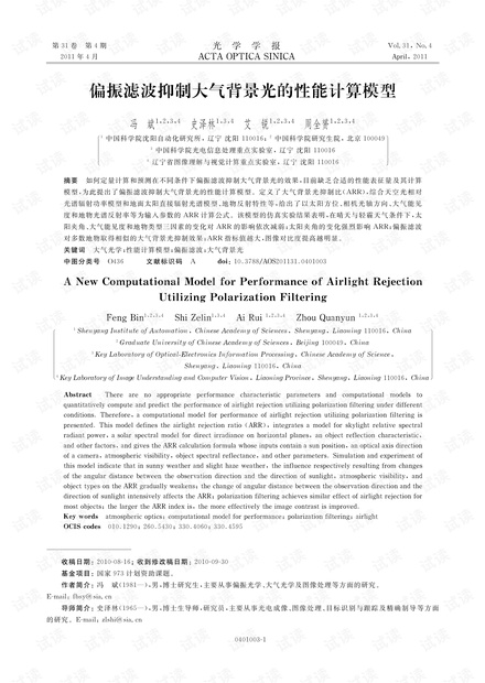 偏振滤波抑制大气背景光的性能计算模型