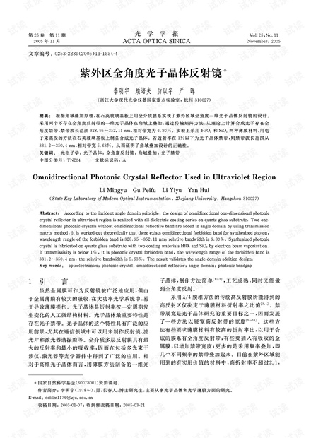 紫外区全角度光子晶体反射镜