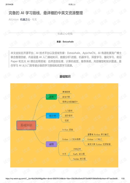 完备的 AI 学习路线20190428.pdf