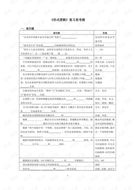 《形式逻辑》复习思考题(含答案).pdf