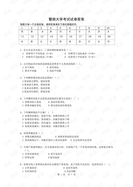 暨南大学《微观经济学》两份期末考试试卷(一套含答案).pdf