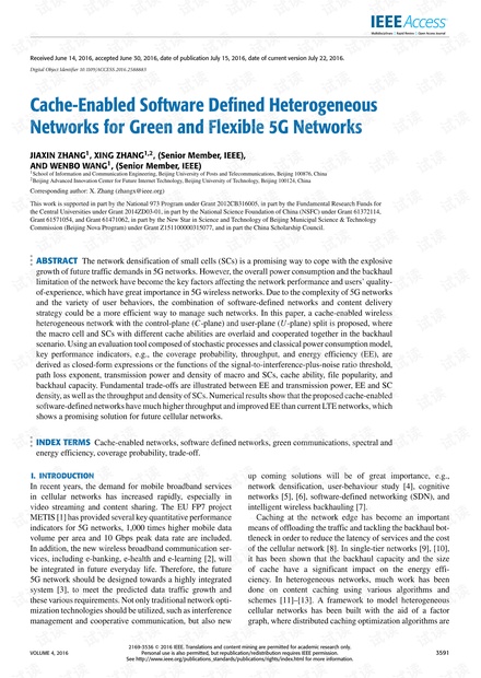 适用于绿色和灵活5G网络的启用缓存的软件定义的异构网络