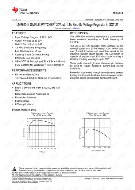 LMR62014 升压稳压芯片datasheet