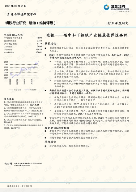 钢铁行业研究报告:硅铁,碳中和下钢铁产业链最佳弹性品种
