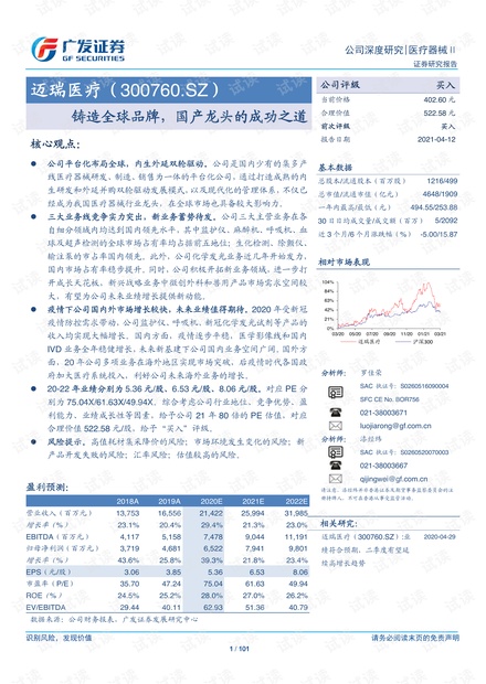 20210412-广发证券-迈瑞医疗-300760-铸造全球品牌,国产龙头的成功之道.pdf