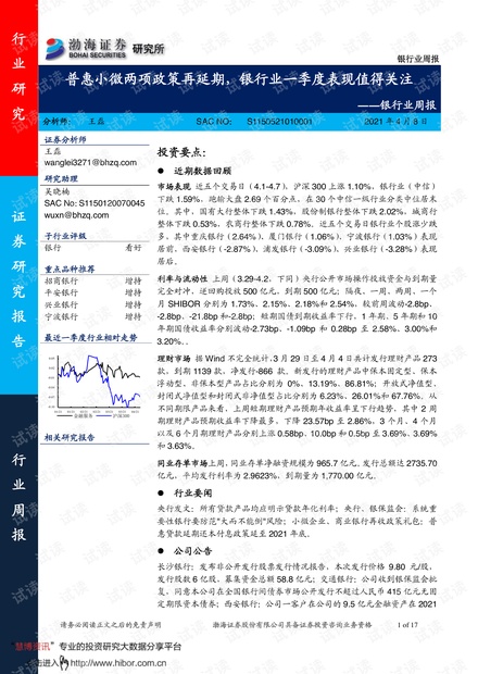 20210408-渤海证券-银行业周报:普惠小微两项政策再延期,银行业一季度表现值得关注.pdf