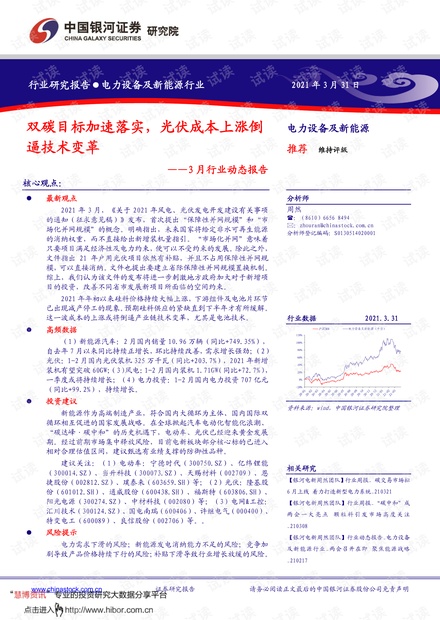 20210331-银河证券-电力设备及新能源行业3月行业动态报告:双碳目标加速落实,光伏成本上涨倒逼技术变革.pdf