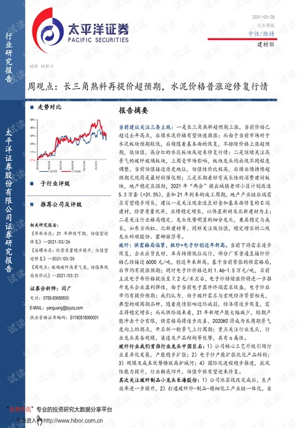 20210328-太平洋证券-建材行业周观点:长三角熟料再提价超预期,水泥价格普涨迎修复行情.pdf