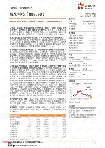 20210414-天风证券-极米科技-688696-智能投影设备龙头,新品迭代、渠道铺设、光机自研自产、互联网增值服务驱动增长.pdf