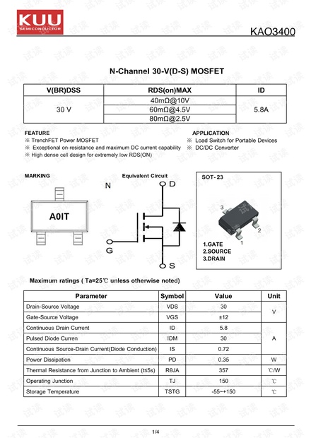 KAO3400 SOT-23 A01T.pdf