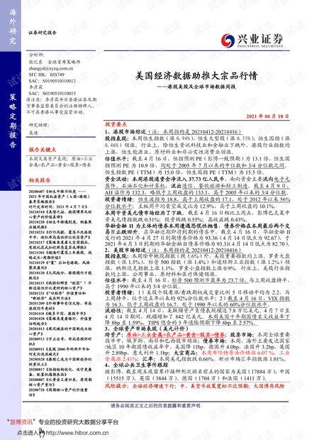 20210418-兴业证券-港股美股及全球市场数据周报:美国经济数据助推大宗品行情.pdf