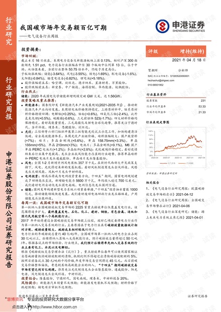 20210418-申港证券-电气设备行业周报:我国碳市场年交易额百亿可期.pdf