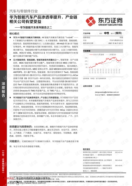 20210420-东方证券-汽车与零部件行业华为智能汽车系列报告之二:华为智能汽车产品渗透率提升,产业链相关公司有望受益.pdf