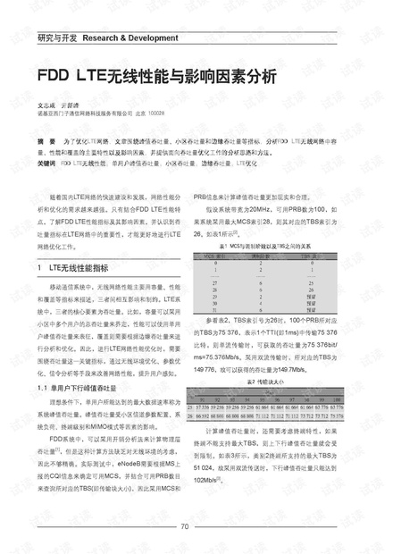FDD LTE无线性能与影响因素分析 (2013年)
