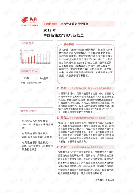 2019年智能燃气表行业概览精品报告2020.pdf
