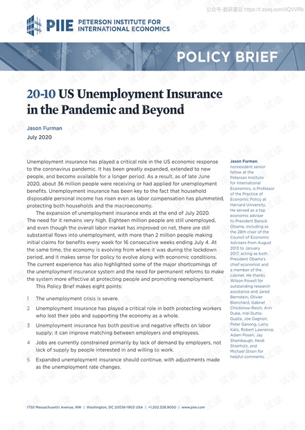 PIIE-新冠大流行及以后的米果失业保险(英文)-2020.7-20页精品报告2020.pdf