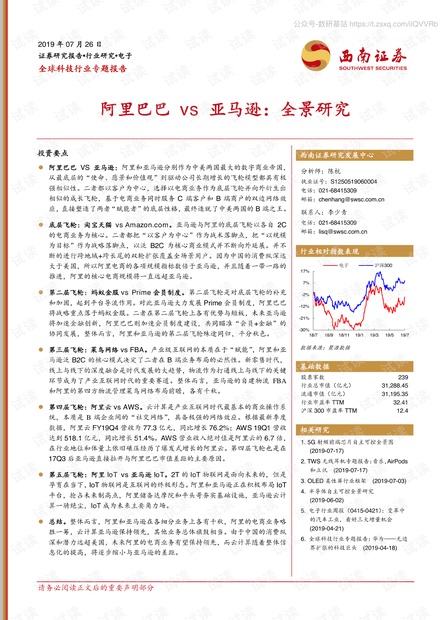 科技行业:阿里巴巴 vs 亚马逊全景研究报告-西南证券研究-2019.7-53页精品报告.pdf