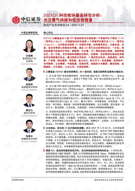 20210427-中信证券-科技行业产业系列报告24:2021Q1科技板块基金持仓分析,关注景气持续和低估值修复.pdf