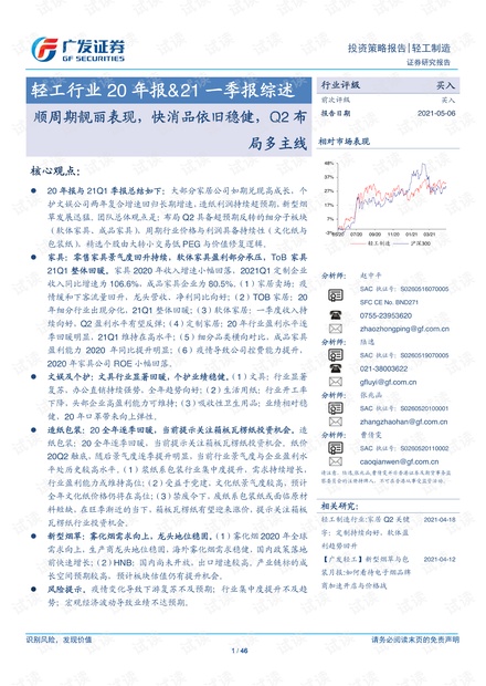 20210506-广发证券-轻工行业20年报&21一季报综述:顺周期靓丽表现,快消品依旧稳健,Q2布局多主线.pdf