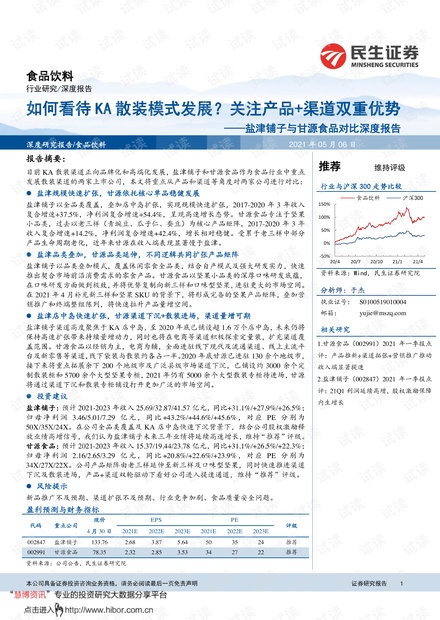 20210506-民生证券-食品饮料行业盐津铺子与甘源食品对比深度报告:如何看待KA散装模式发展?关注产品+渠道双重优势.pdf