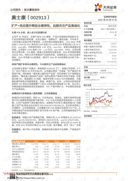 20210507-天风证券-奥士康-002913-扩产+效应提升释放业绩弹性,远期关注产品高端化.pdf