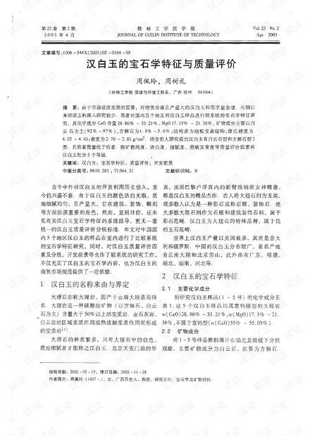 汉白玉的宝石学特征与质量评价 (2003年)