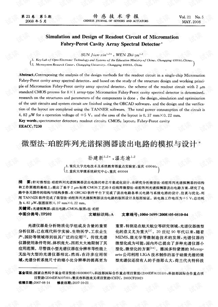 微型法-珀腔阵列光谱探测器读出电路的模拟与设计* (2008年)