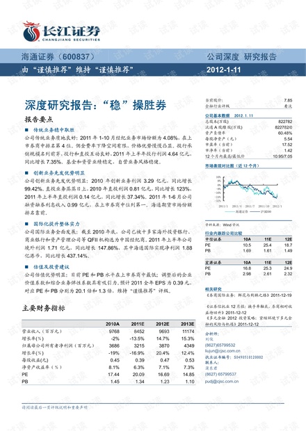 宏观行业研究方法海通证券(长江证券)-深度报告-深度研究报告:稳操胜券-120111.pdf
