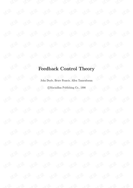 Classical Book: Feedback Control Theory-J.C.Doyle,B.Francis,A.Tannenbaum
