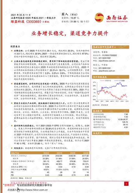 20210511-西南证券-绿盟科技-300369-业务增长稳定,渠道竞争力提升.pdf