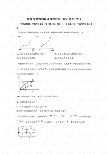 2021届高考物理模拟预热卷(山东地区专用).pdf