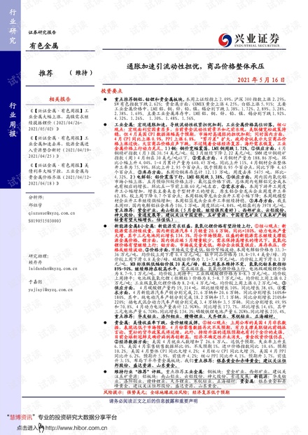 20210516-兴业证券-有色金属行业:通胀加速引流动性担忧,商品价格整体承压.pdf