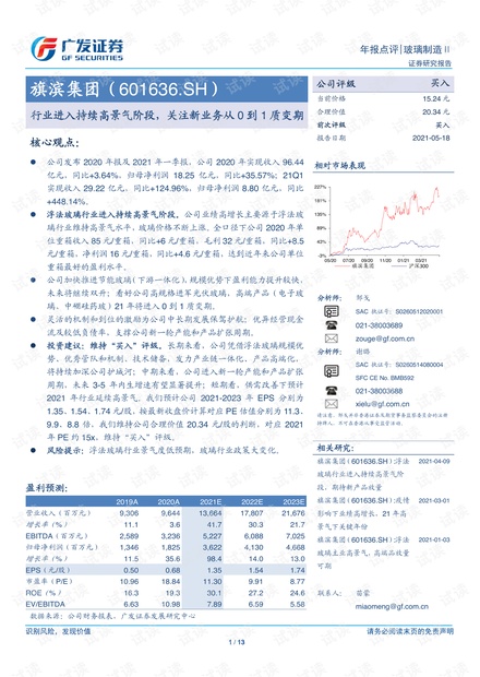 20210518-广发证券-旗滨集团-601636-行业进入持续高景气阶段,关注新业务从0到1质变期.pdf
