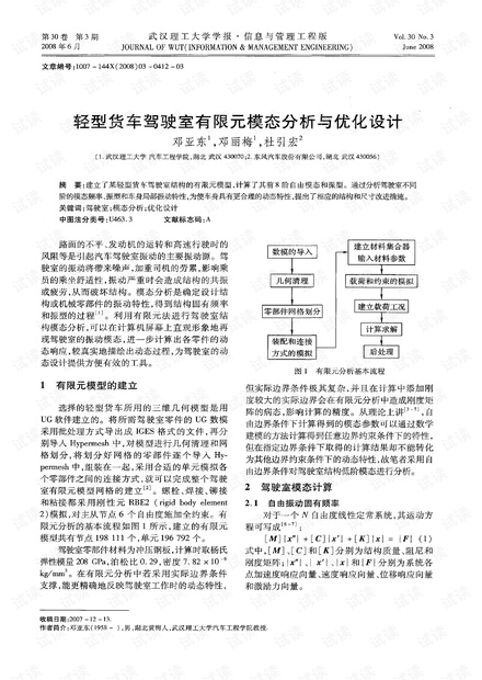 轻型货车驾驶室有限元模态分析与优化设计 (2008年)
