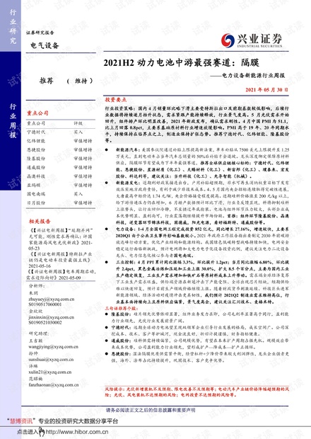 20210530-兴业证券-电力设备新能源行业周报:2021H2动力电池中游最强赛道,隔膜.pdf