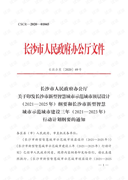 长沙市新型智慧城市顶层设计及建设纲要方案2025年