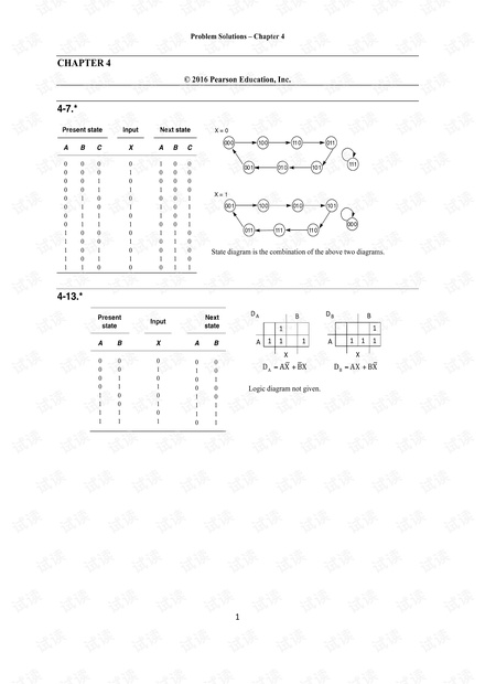 逻辑与计算机设计基础 第五版 第四章*习题答案