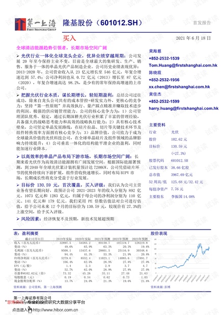 20210618-第一上海-隆基股份-601012-全球清洁能源趋势引领者,长期市场空间广阔.pdf