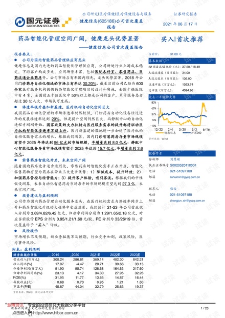 20210617-国元证券-健麾信息-605186-公司首次覆盖报告:药品智能化管理空间广阔,健麾龙头优势显著.pdf