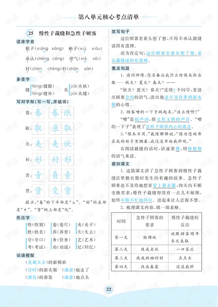 小学语文部编版3年级(下册)第8单元核心考点清单.pdf