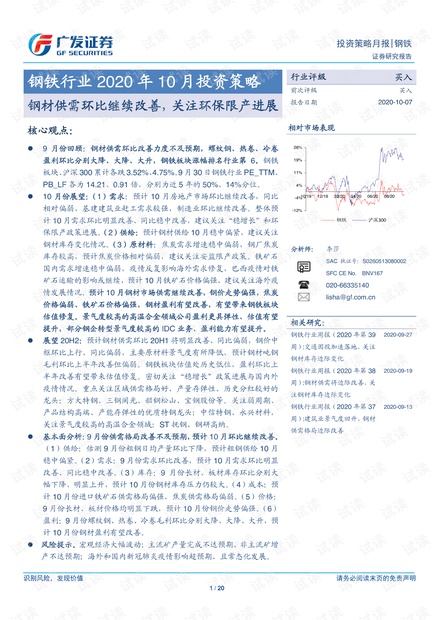 20201007-广发证券-钢铁行业2020年10月投资策略:钢材供需环比继续改善,关注环保限产进展.pdf
